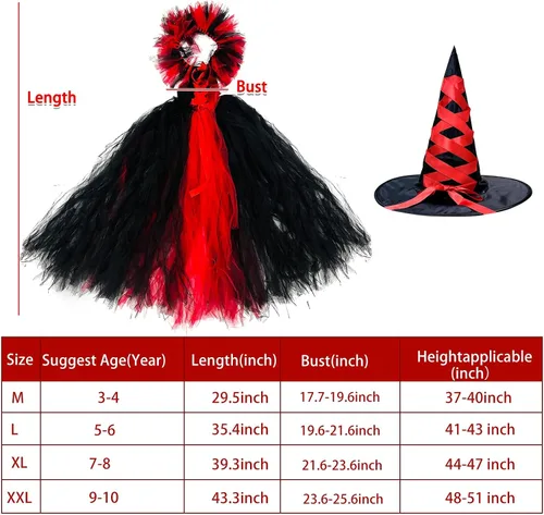 Vista 2 de Camlinbo Halloween Witch Dress with Hat for Girls Dress Up Party Halloween Witch Costumes for Girls 3-10 Years
