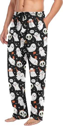 Vista 4 de Aslsiy Pantalones de pijama navideños para hombre de Candy Cane