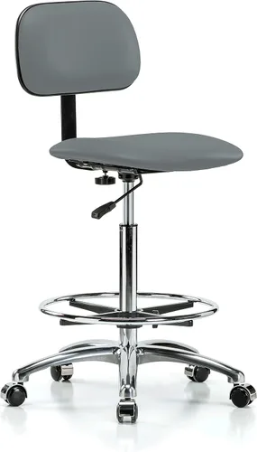 Vista 73 de Perch - Silla de laboratorio cromada con respaldo ajustable, altura del escritorio de 17 a 22 pulgadas, tela negra