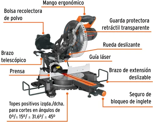 Vista 3 de Sierra ingletadora telescópica, 10