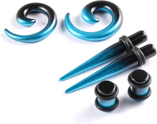 Vista 5 de Memsion Kit de estiramiento de orejas, 54 piezas, 14 calibres 00, kit de piercings