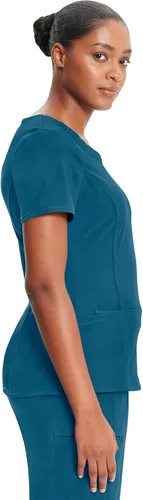 Vista 4 de Infinity Cherokee 2624A - Camiseta quirúrgica para enfermera de cuello redondo para mujer, con 3 bolsillos, 360, elástica y resistente a