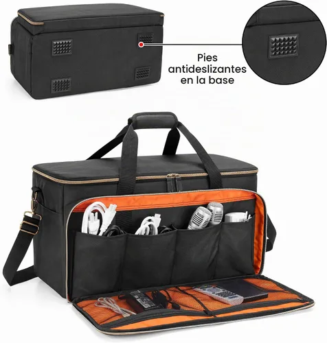 Vista 4 de Trunab - Bolsa grande para archivos de cable de DJ con divisor interior desmontable with Padded Compartment for 15.6” Laptop, Cable Organizer Bag
