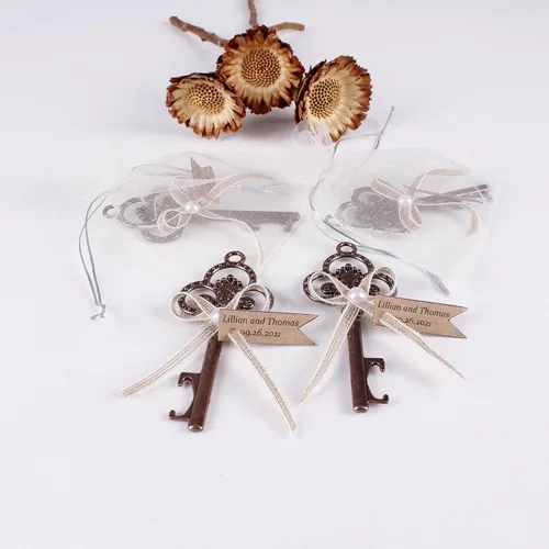 Vista 8 de HTF Pack of 10 Personalized Bronze Key Bottle Opener Wedding Favors Bottle Opener, Wedding Party Favor, Bridal Shower Favor, Bridesmaid Gifts