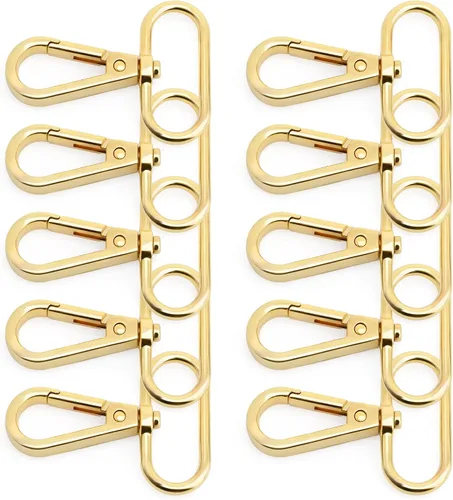Vista 18 de CRAFTMEMORE Broches de langosta giratorios con gancho a presión, clips de moda, FS10, paquete de 10 (latón antiguo, 1 pulgada)