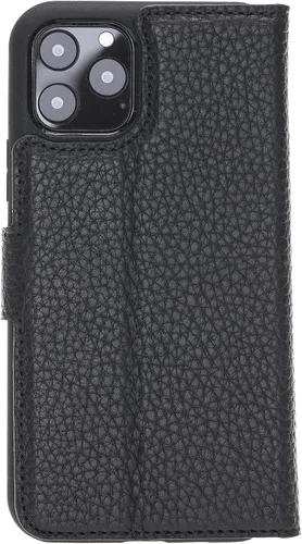 Vista 6 de HARDISTON Funda de piel auténtica hecha a mano compatible con iPhone 11 Pro de 5.8 pulgadas, funda magnética desmontable con tarjeteros - bordes
