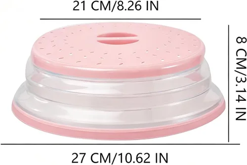 Vista 2 de Cubierta plegable antisalpicaduras para microondas, cubierta de plato para microondas con ventilación de vapor (10.5 pulgadas, beige) Microwave