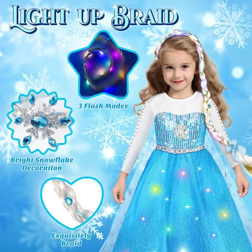 Vista 3 de Luucio Frozen Princess Dress Up Costume With Accessories For Little Girls 2-10 Years, Girls Birthday Christmas Dress