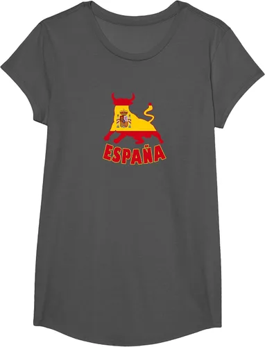 Vista 71 de Spain Espana with Bull and National Flag/Present T-Shirt Asphalt Grey
