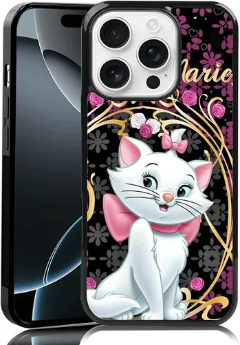 Vista 107 de Elegante funda de teléfono con diseño de gato Marie compatible con iPhone 11, funda de encaje dorado para iPhone, a prueba de golpes, rosa fucsia