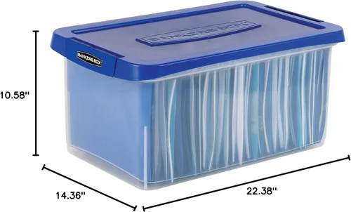 Vista 9 de Caja de archivo Bankers Box de plástico resistente de 20" para cartas Protect letter files in a tough plastic box with hanging rails that keeps
