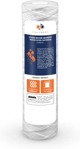 Vista 8 de Aquaboon Cartucho de filtro de agua para heridas de cuerda, filtro de agua de 10 micrones para toda la casa, 10 x 2.5 pulgadas, repuesto para filtro