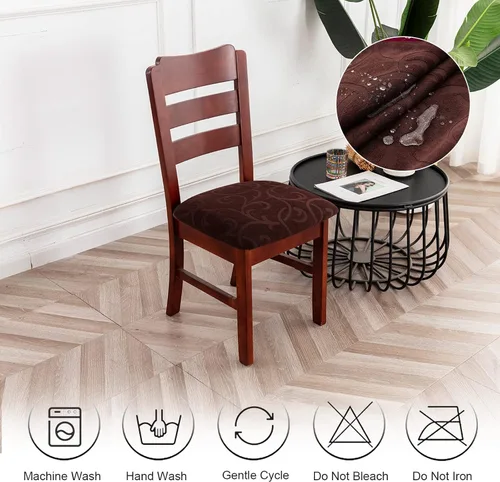 Vista 7 de Genina Fundas de asiento impermeables para sillas de comedor, fundas elásticas para sillas de comedor, fundas protectoras para sillas de cocina