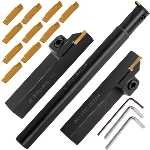 Vista 10 de Herramientas de corte de torno de metal – 1/2" y 5/8" soporte para herramientas de roscado barras de mandrinar con 10 piezas de insertos de carburo