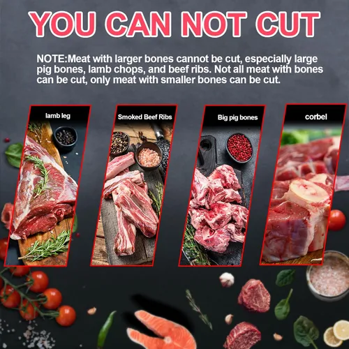 Vista 6 de Cortador de carne de 20 pulgadas, cortador manual de costillas para pollo, pescado o carne de res, rebanador de carne congelada de acero inoxidable