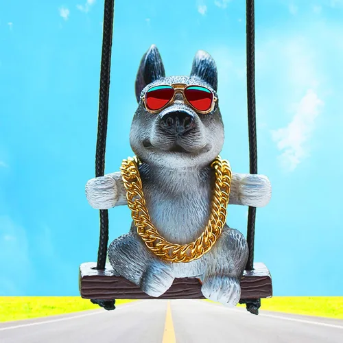 Vista 9 de Adorno colgante de coche con diseño de perro oscilante, lindo encanto de bulldog para decorar el auto para mujeres/hombres, pequeños regalos