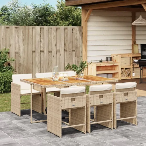 Vista 16 de Beige 5-Piece Outdoor Patio Dining Set with Foldable Chairs Cream Cushions Poly Rattan Furniture for Compact Storage Garden Backyard Balcony Use