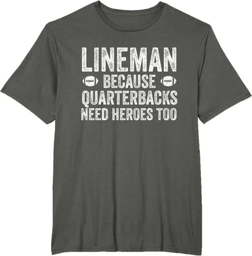 Vista 8 de Lineman Because Quarterbacks Need Heroes Camiseta de fútbol linieros S Negro