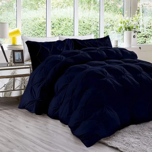 Vista 9 de Juego de edredón plisado de 3 piezas de 21.16 oz/m² para todas las estaciones (edredón + 2 fundas de almohada), relleno de edredón de algodón