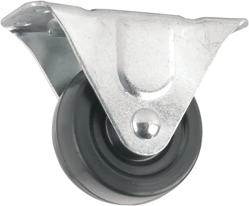 Vista 8 de Rueda de rodaja de goma resistente con placa superior rígida no giratoria - 2 pulgadas - capacidad de carga de 125 libras