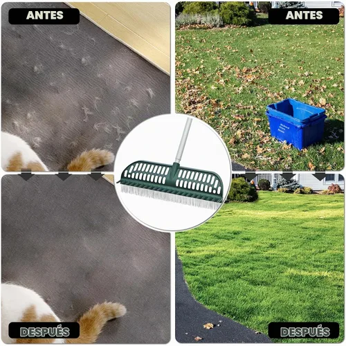 Vista 4 de [Usado] SOYUS Rastrillo de césped artificial, barredora de césped 2 en 1 para alfombras y césped de jardín