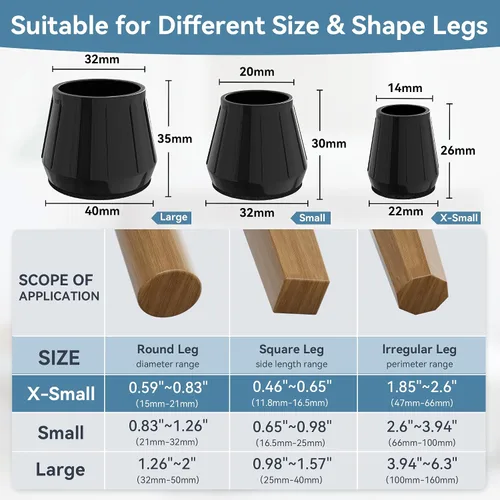 Vista 3 de 24 piezas de protectores de piso de silicona extra pequeños para patas de silla para pisos de madera dura, fundas engrosadas de goma para patas
