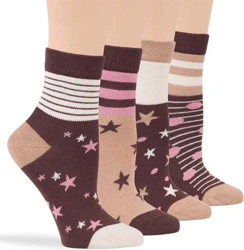 Vista 13 de 7BIGSTARS KINGDOM Women's Cotton Quarter Non-Binding Diabetic Fashion Socks-L-M-4 Pack-Multicolor