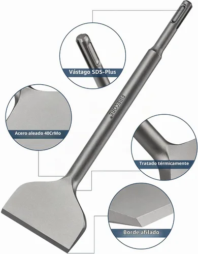Vista 3 de Firecore FS18310 SDS Plus Cincel de eliminación de azulejos doblados en ángulo con manivela de 3 pulgadas de ancho (3 x 10 pulgadas)
