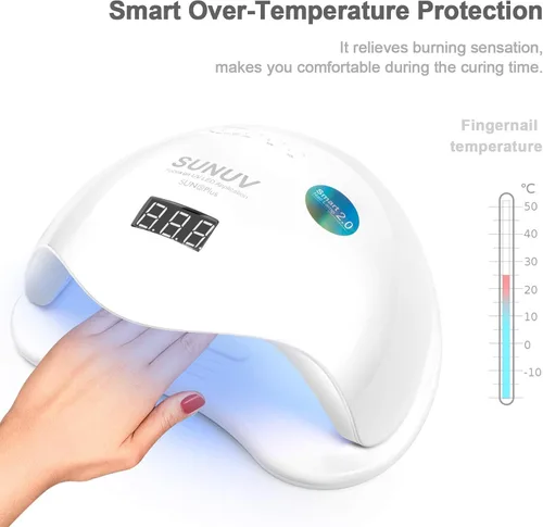 Vista 4 de SUNUV SUN5 Plus - Lámpara de uñas UV, guantes de luz UV para secador de uñas de gel para lámpara de esmalte de uñas de gel con sensor automático