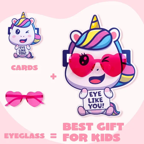 Vista 4 de JOYIN Paquete de 18 lentes en forma de corazón para el día de San Valentín con tarjetas, premios de intercambio de aula de San Valentín, anteojos