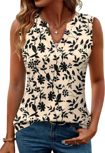 Vista 47 de Romanstii Camisas sin mangas para mujer, estilo casual, de verano, cuello en V, blusas elegantes, túnica