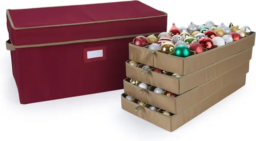 Vista 27 de Covermates Keepsakes – Caja de almacenamiento ajustable de 72 piezas – Capacidad para adornos de 4 pulgadas – Resistente – Asas – apilables