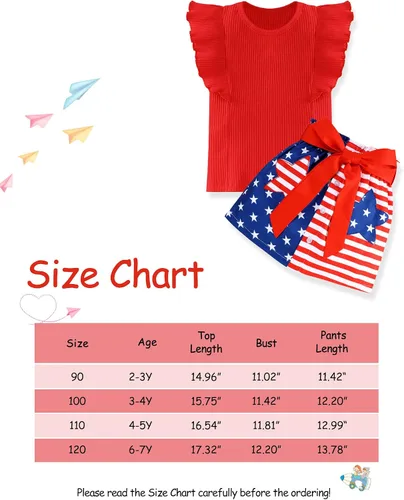 Vista 7 de Conjunto de falda para el Día de la Independencia para niña del 4 de julio, camiseta de manga voladora, falda con botones y bandera estadounidense