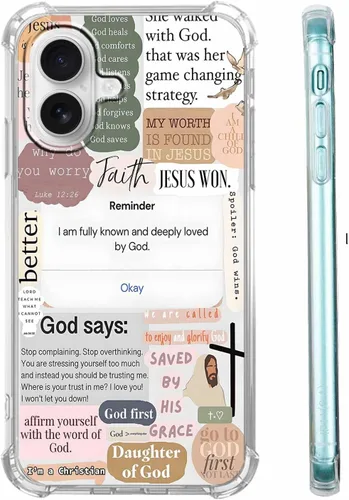 Vista 51 de Funda para Celular con Versículos de la Biblia, Colocación de Citas Cristianas de Jesús, Diseño Collage, Funda Protectora Suave de TPU de Moda