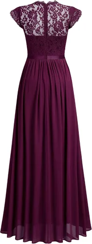 Vista 4 de Miusol - Maxi vestido floral con encaje para fiesta de noche y uso formal para mujer