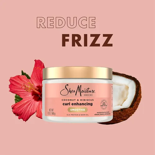 Vista 4 de SheaMoisture - Paquete de acondicionador sin enjuague, batido de coco e hibisco para cabello rizado, control de encrespamiento + aceite de ricino