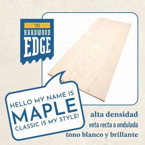 Vista 5 de Tablones de Madera Dura de Arce - Paquete de 2 Madera de Arce Dura para Manualidades de Madera Sin Terminar - 1/4'' (6mm) 100% Madera Dura Pura