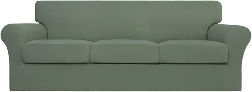 Vista 14 de Easy-Going Funda elástica de sofá de 4 piezas de gran tamaño para perros, funda de sofá lavable para 3 cojines separados, protector de muebles Negro
