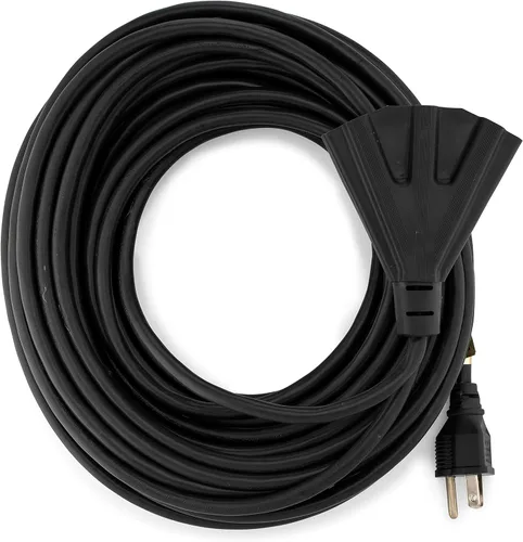 Vista 21 de Cable alargador de Holiday Lighting Outlet para interiores o exteriores de 16/3, 3 tomas de corriente, 3 clavijas, certificación UL Negro