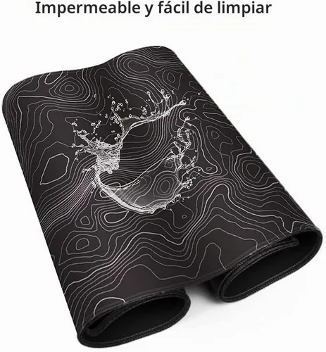 Vista 5 de Keepcute - Alfombrilla de escritorio topográfica negra, alfombrilla grande para mouse para juegos de 35.4 x 15.7 pulgadas