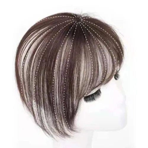 Vista 3 de Flequillo con clip en flequillo, flequillo 3D, clip de cabello realista, extensiones de cabello humano para mujer, extensiones de cabello para uso