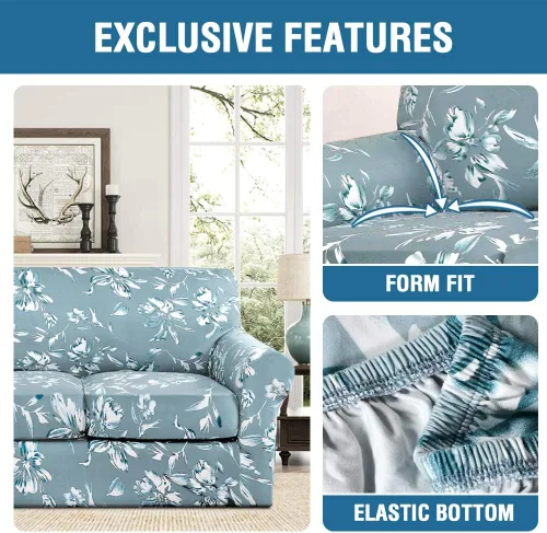 Vista 4 de H.VERSAILTEX Fundas de sofá superelásticas de 2 piezas para fundas de sillón, fundas de silla de sala de estar, con estilo moderno suave y grueso