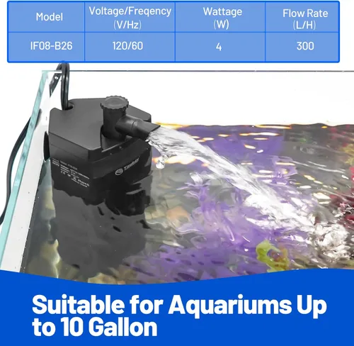 Vista 6 de Yaubay Filtro interno para acuario de hasta 10 galones, filtros de tanque de peces mejorados con trío de filtración de 3 etapas, flujo de agua
