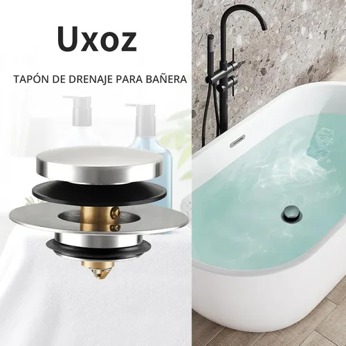 Vista 2 de Tapón de Desagüe de Bañera, Tapón de Bañera/Tapón de Bañera para Desagües de Bañera de Punta de Pie/Palanca de Activación/Levantar y Girar, Tapones