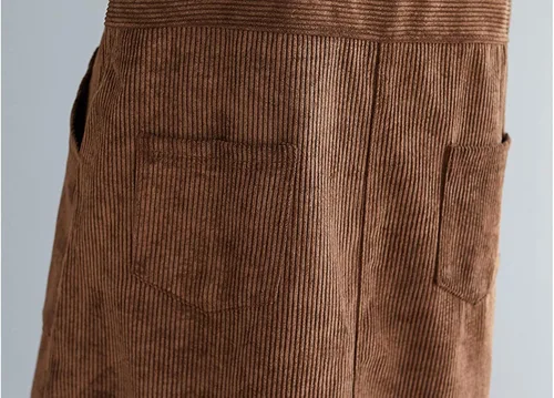 Vista 6 de Flygo Falda de pana para mujer, casual, de longitud media, con botones, con vuelo