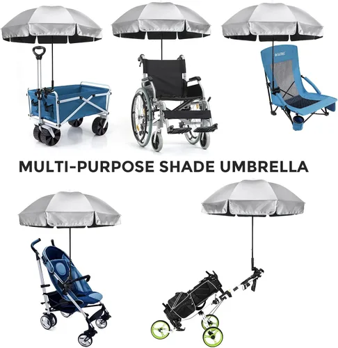Vista 7 de G4Free Sombrilla universal UPF 50+ con abrazadera ajustable para exteriores, protección UV, silla de playa, sombrilla para cochecitos, sillas