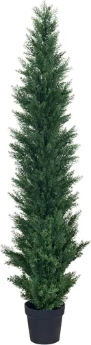 Vista 10 de HAIHONG 2 paquetes de árboles topiarios artificiales de cedro de 3 pies – árboles de ciprés topiario de boj falso, plantas en maceta, plantas