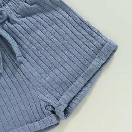 Vista 6 de MOREELUCK Conjunto de 2 piezas de camiseta sin mangas acanalada y pantalones cortos con cordón