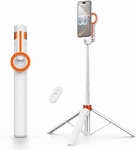 Vista 9 de TODI Trípode magnético de 65" para iPhone con control remoto, palo de selfie para iPhone Magsafe, soporte de trípode para teléfono celular