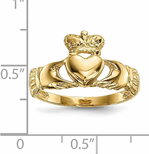 Vista 5 de Anillo Claddagh de oro amarillo de 14 quilates, joyería fina celta para mujer, regalos para ella, Oro, amarillo, oro amarillo